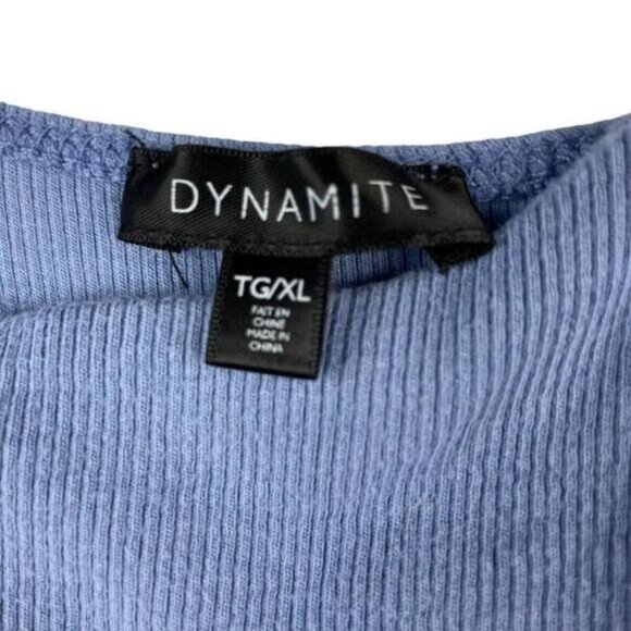 Dynamite Tank Top Womens XL Blue Crop Top Ribbed Cotton Sleeveless Round Neck - Picture 3 of 6